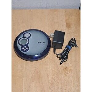 Philips AX2412/17 Portable CD Player ESP Discman with AC Adapter Working Blue